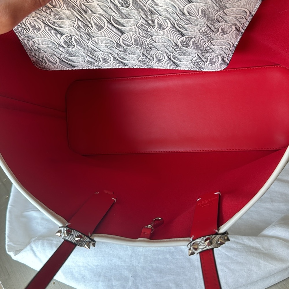 Christian Louboutin cabata toile mono white black tote bag shopper with pouch - Picture 12 of 13